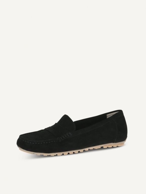Caprice Moccassin - Black Deer Suede