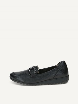 Caprice Moccassin - Schwarzes Rehleder