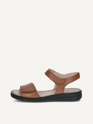 Caprice Sandalette - Nussfarbenes Nappaleder