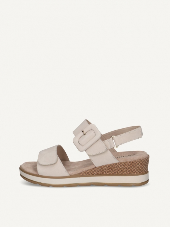 Caprice Sandalette - Schneefarbenes Nubukleder