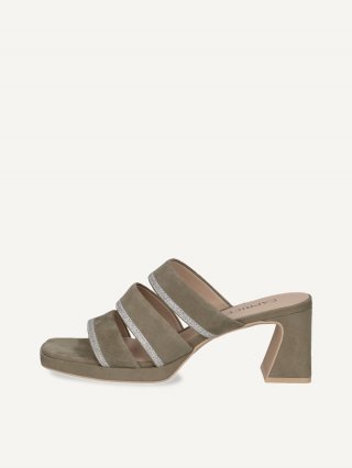 Caprice Pantolette - Olivgrünes Wildleder