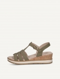 Caprice Sandalette - Olivgrünes Nubukleder
