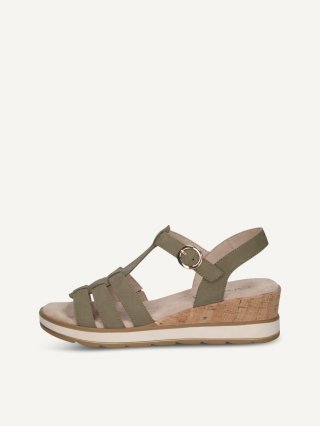 Caprice Sandalette - Olivgrünes Nubukleder
