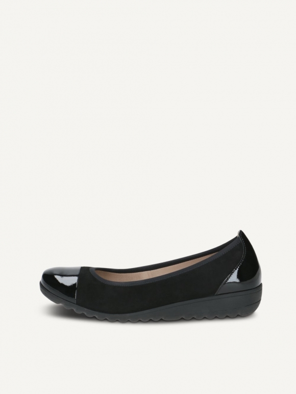 Caprice Ballerina - Schwarzer Sue-Kammleder