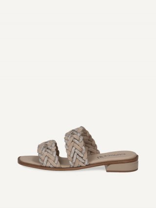 Caprice Pantolette - Taupefarbenes Wildleder
