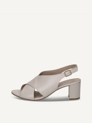 Caprice Sandalette - Cremefarbenes Perlmuttleder