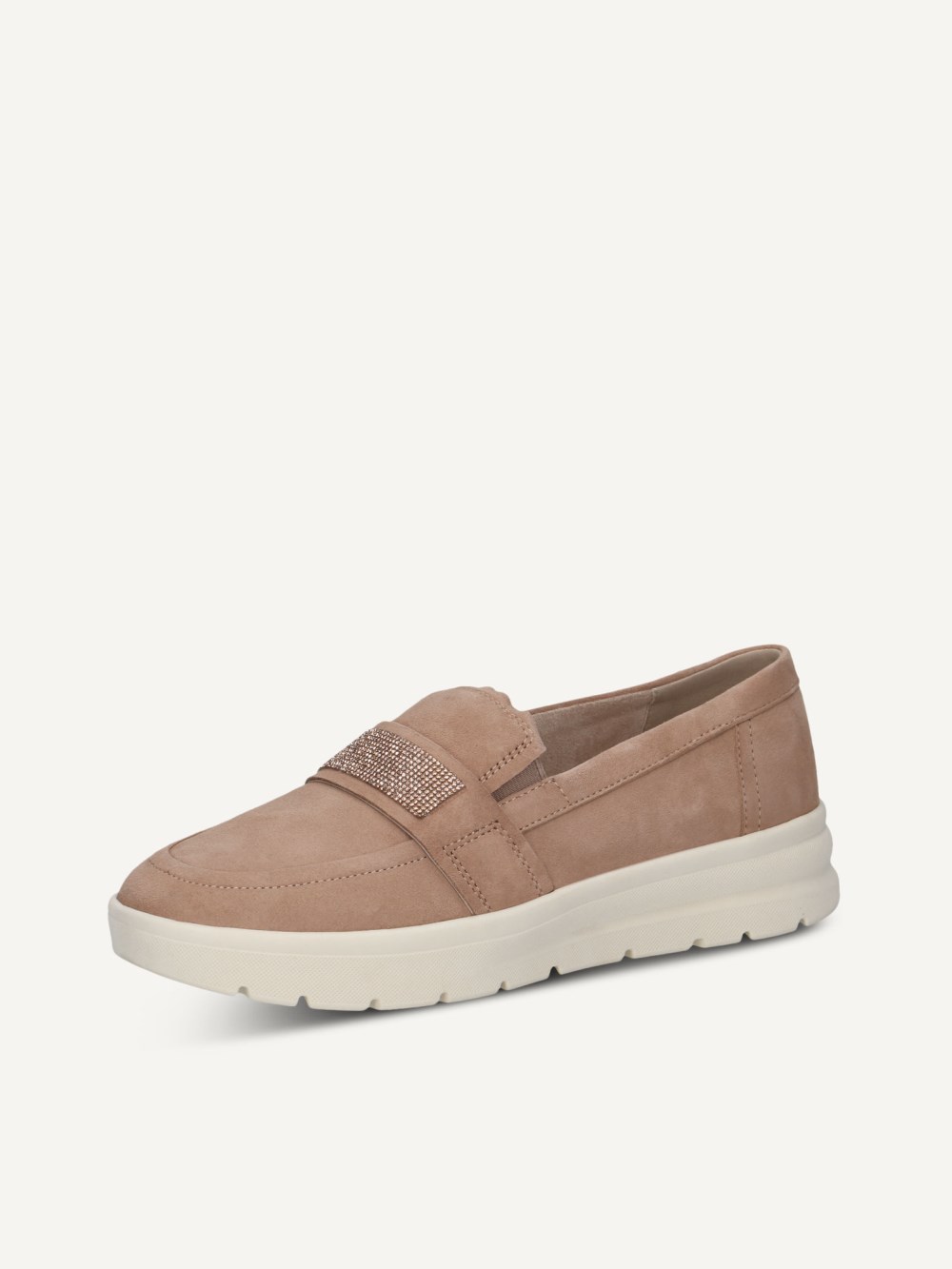 Caprice Slipper - Sandfarbenes Wildleder