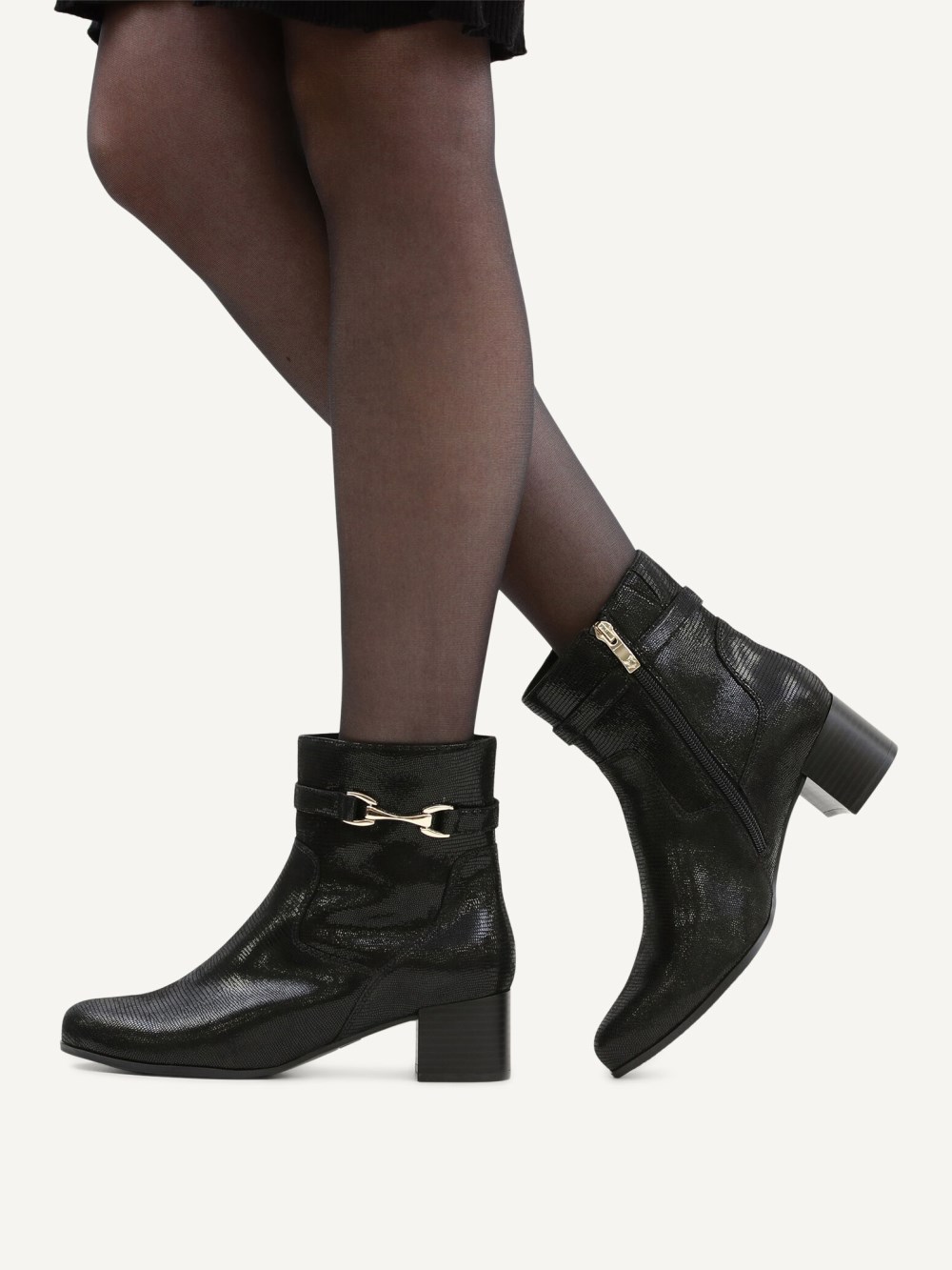 Caprice Stiefelette - Schwarzes Reptil