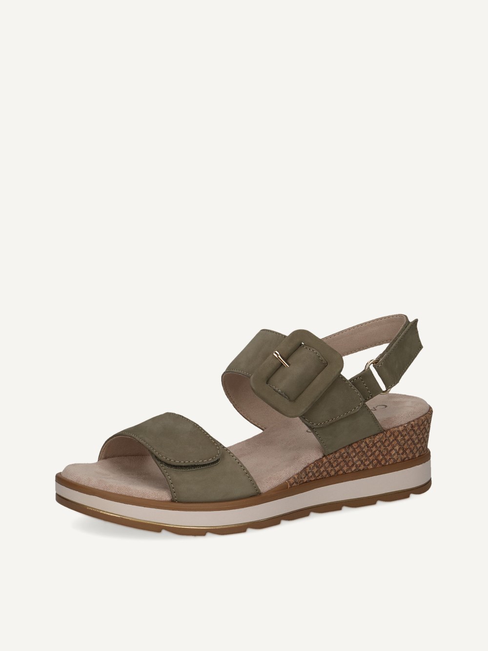 Caprice Sandalette - Olivfarbenes Nubukleder