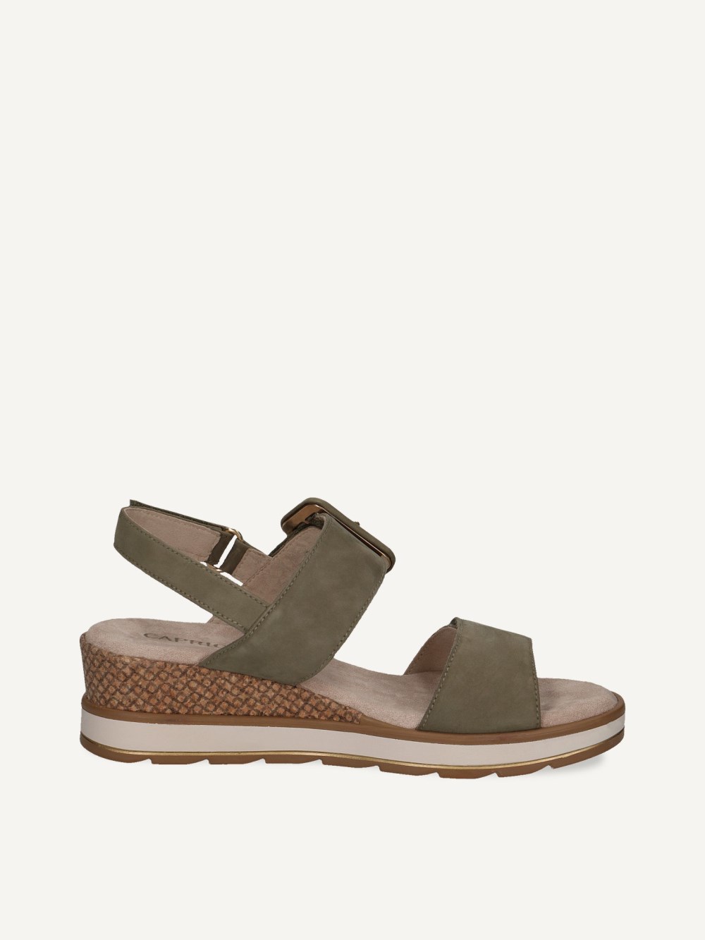 Caprice Sandalette - Olivfarbenes Nubukleder