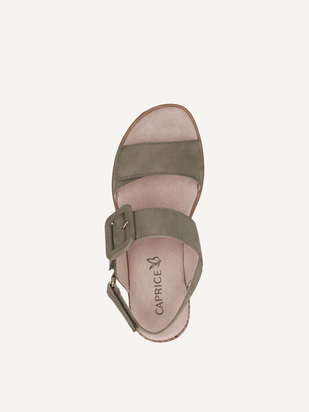 Caprice Sandalette - Olivfarbenes Nubukleder
