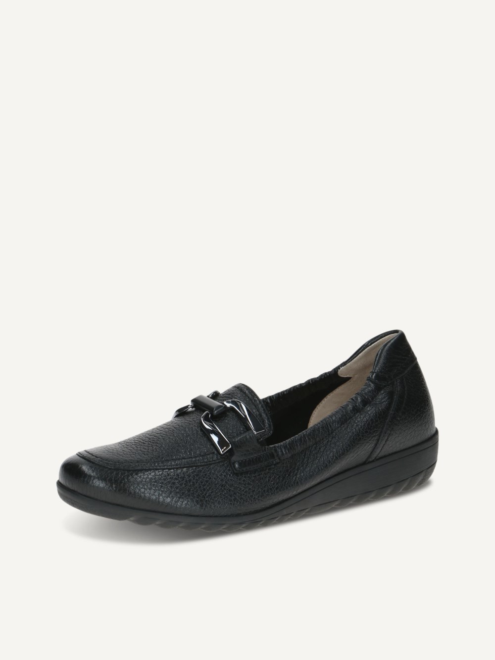 Caprice Moccassin - Schwarzes Rehleder
