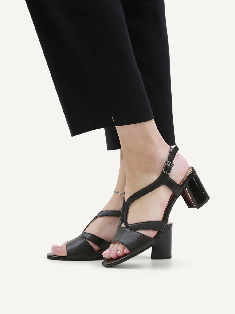 Caprice Sandalette - Schwarzes Nappaleder