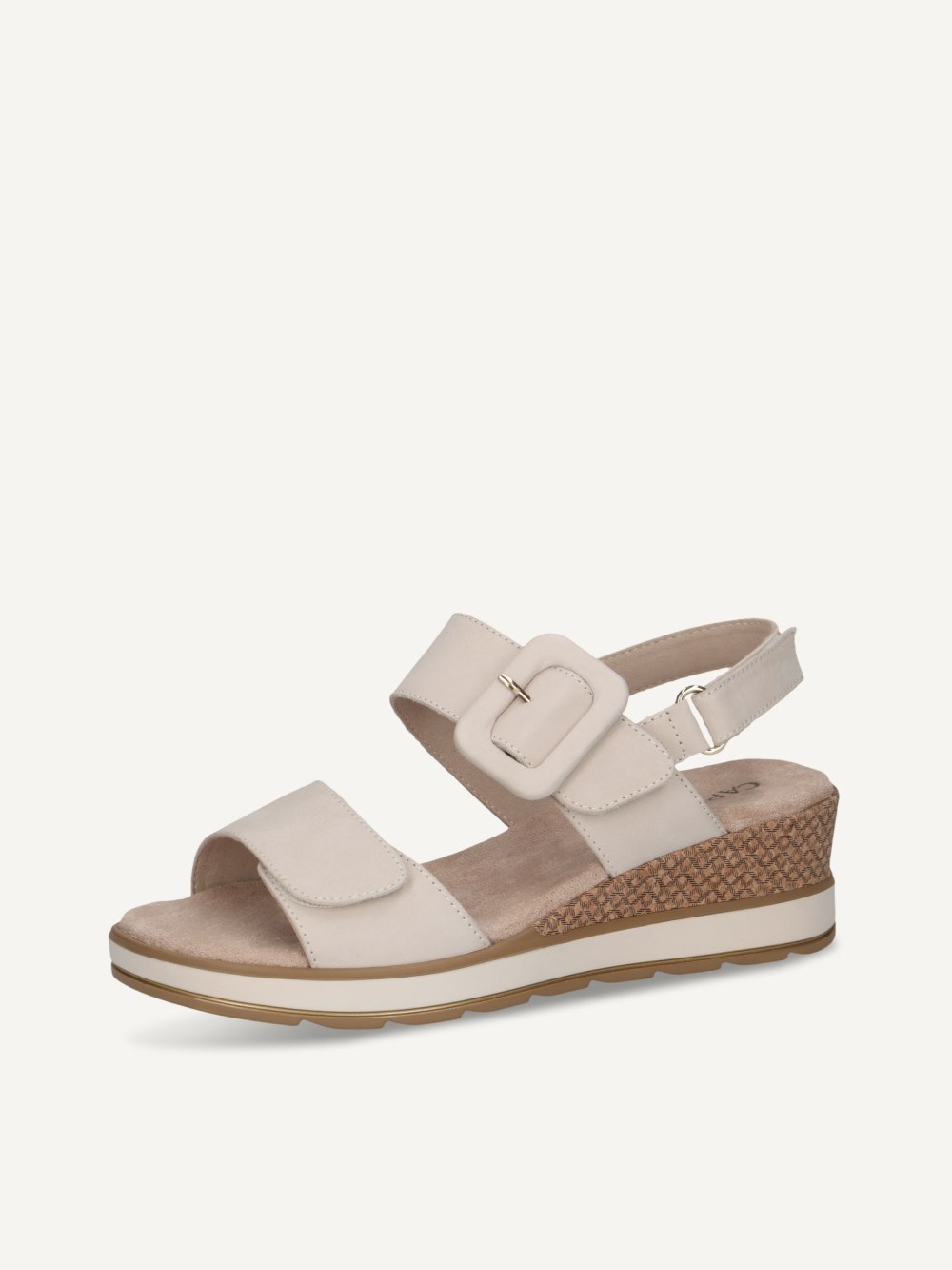 Caprice Sandalette - Schneefarbenes Nubukleder