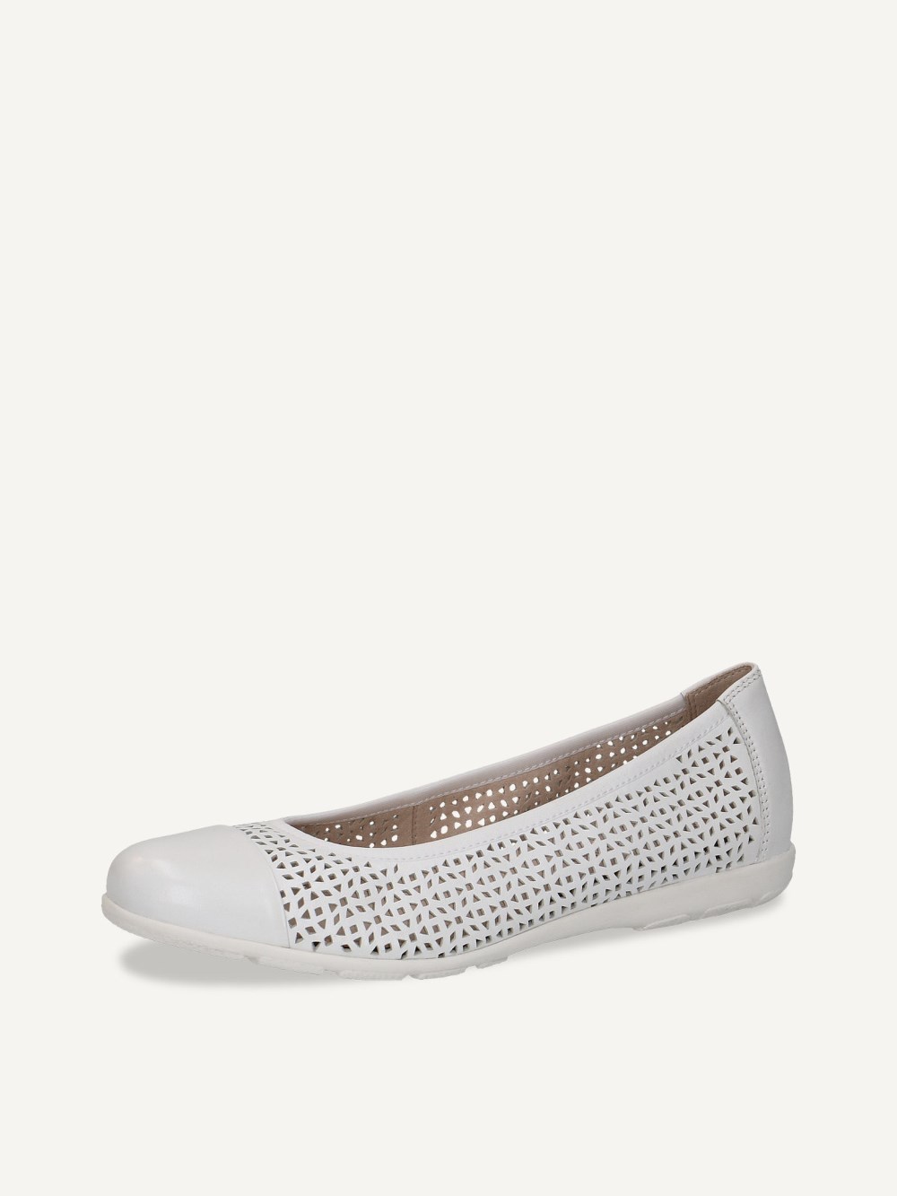 Caprice Ballerina - Weißes Softnap-Lederleder