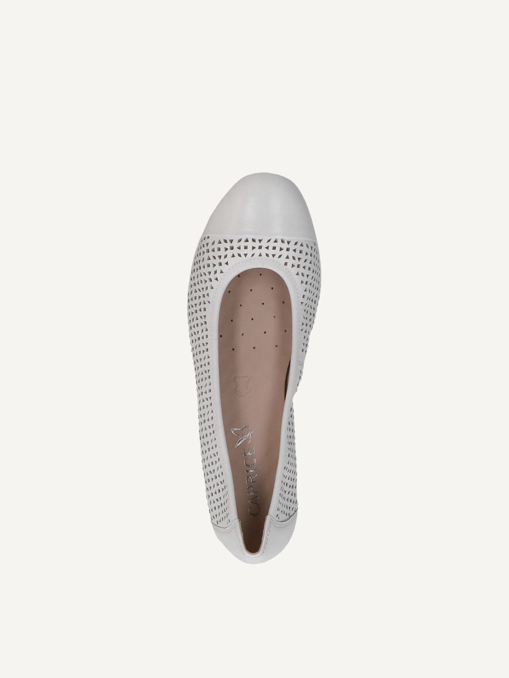 Caprice Ballerina - Weißes Softnap-Lederleder