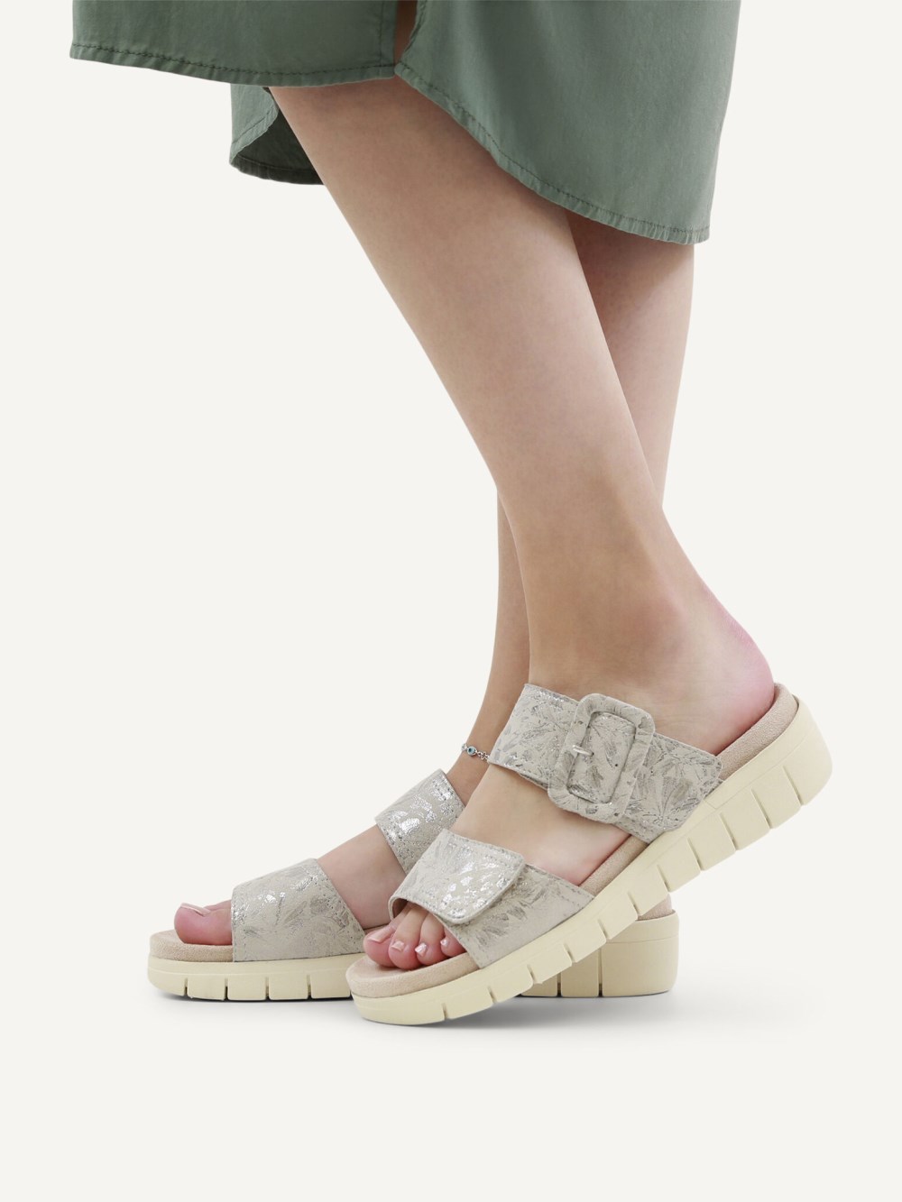 Caprice Pantolette - Offwhite/Silber