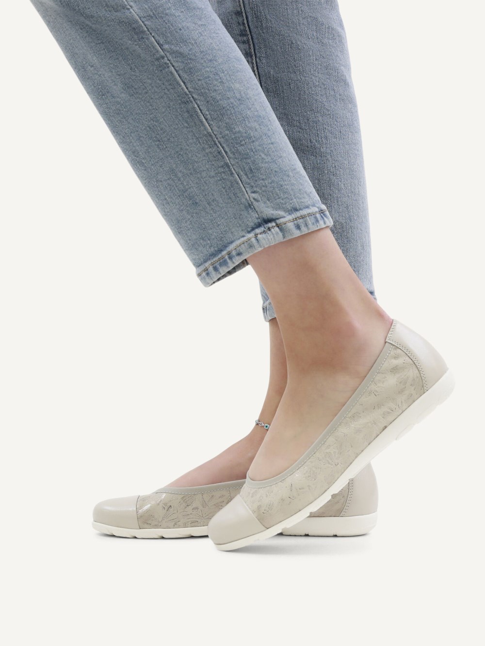 Caprice Ballerina - Offwhite / Silber