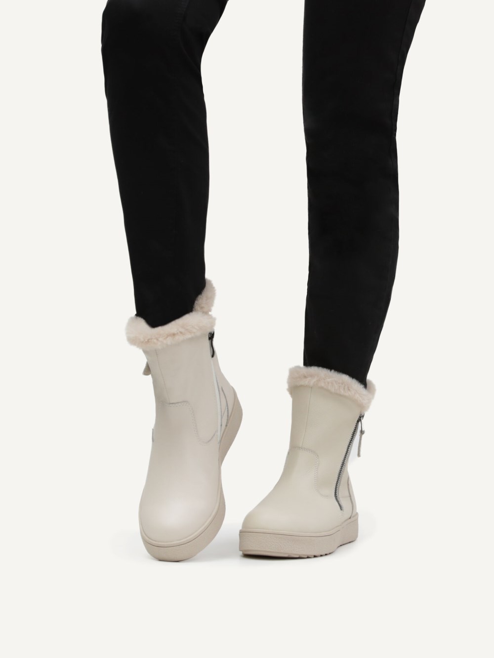 Caprice Stiefelette - Cremefarbenes Nappaleder