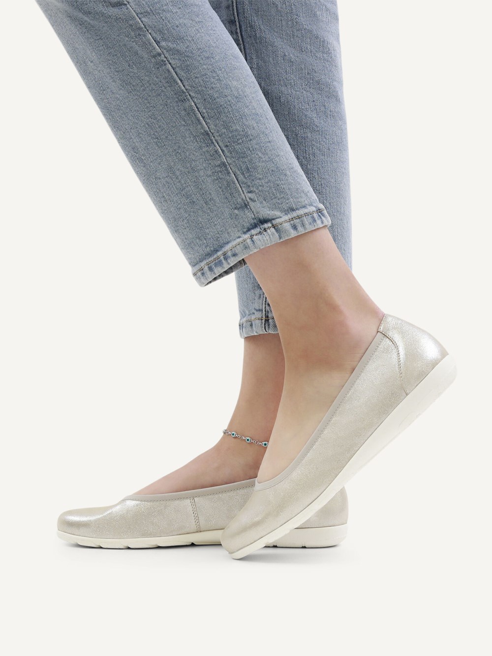 Caprice Ballerina - Taupe Metallic