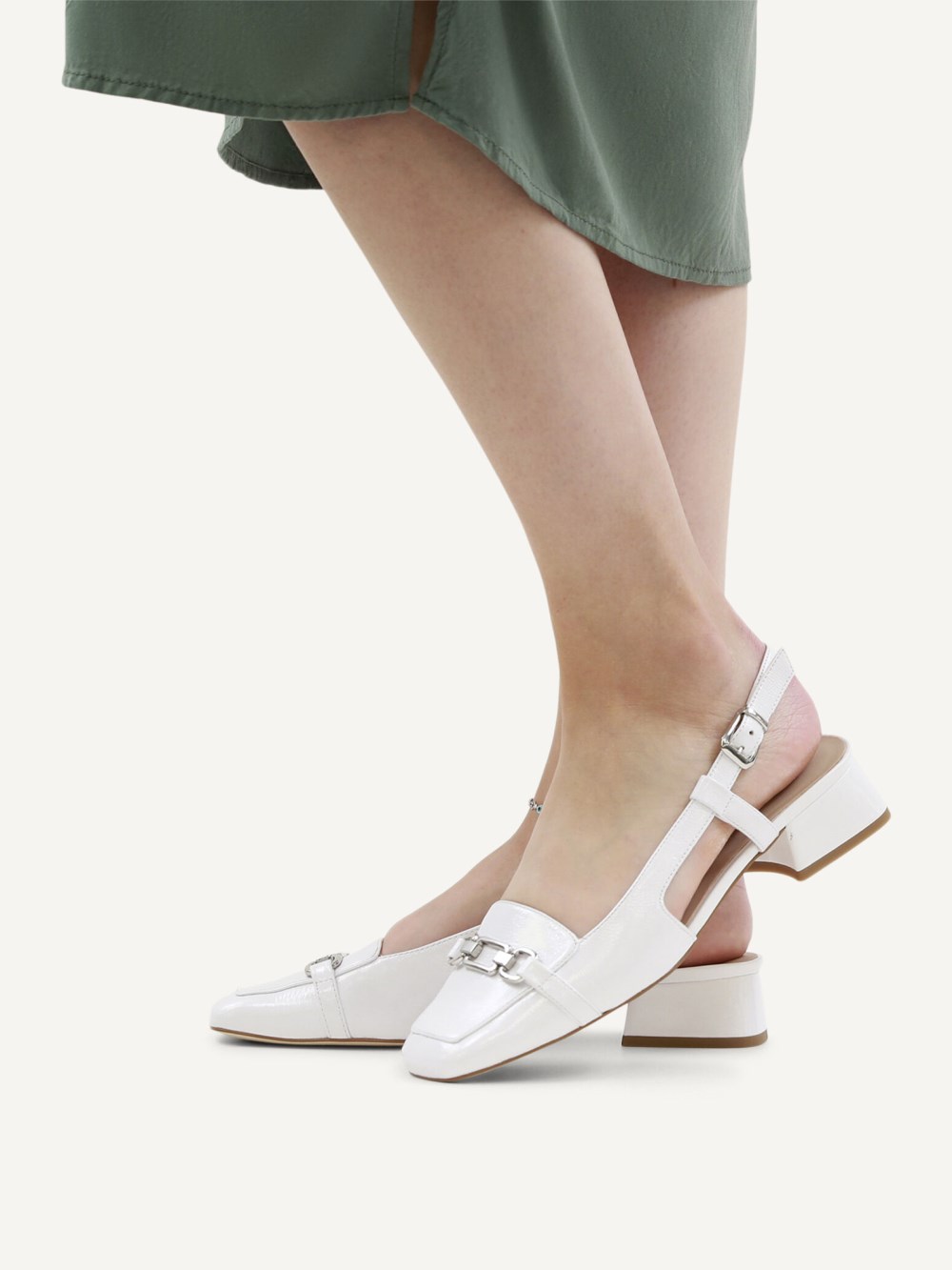 Caprice Slingpumps - Weißes Naplak