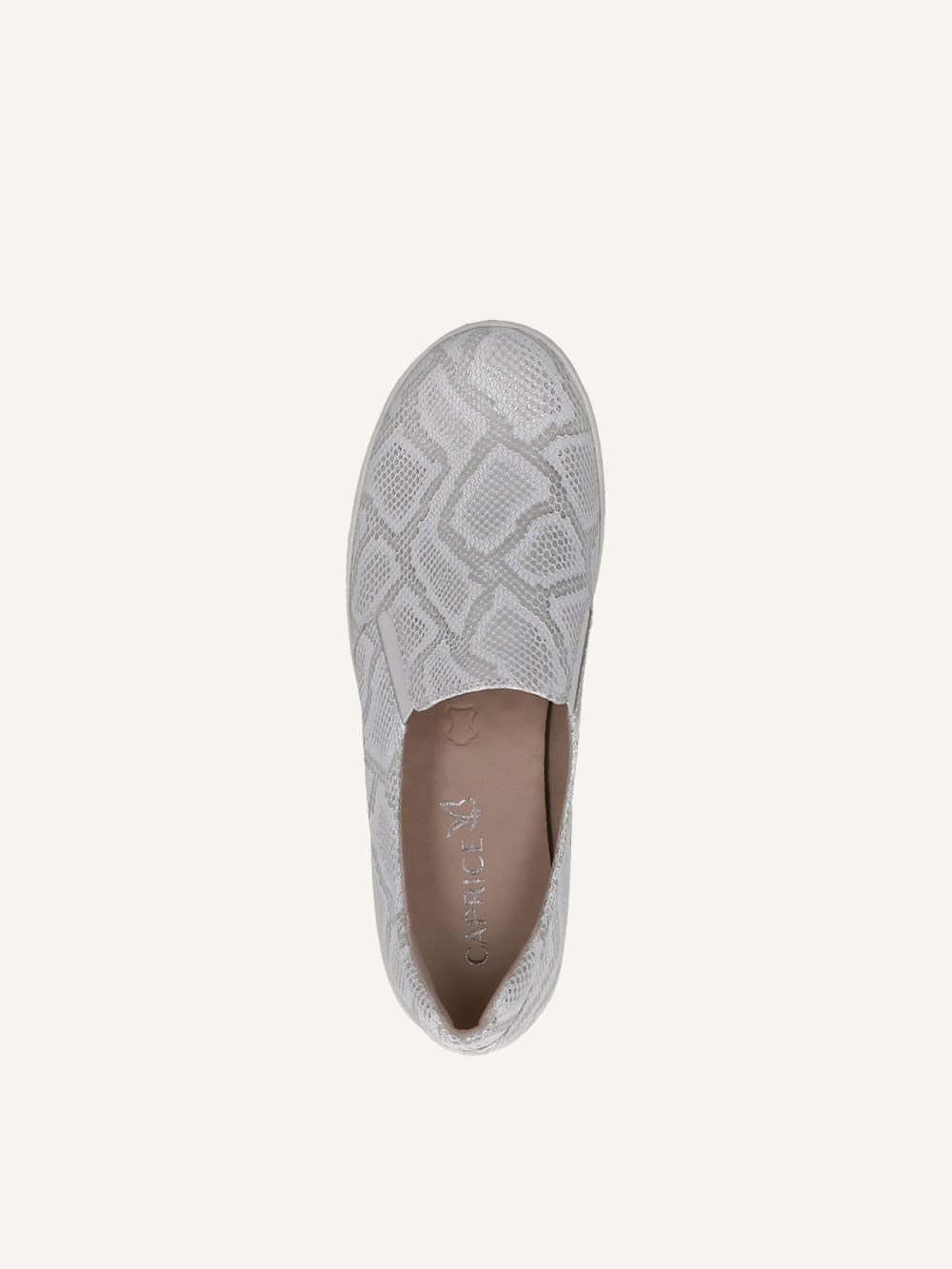 Caprice Slipper - Weißes Reptilleder