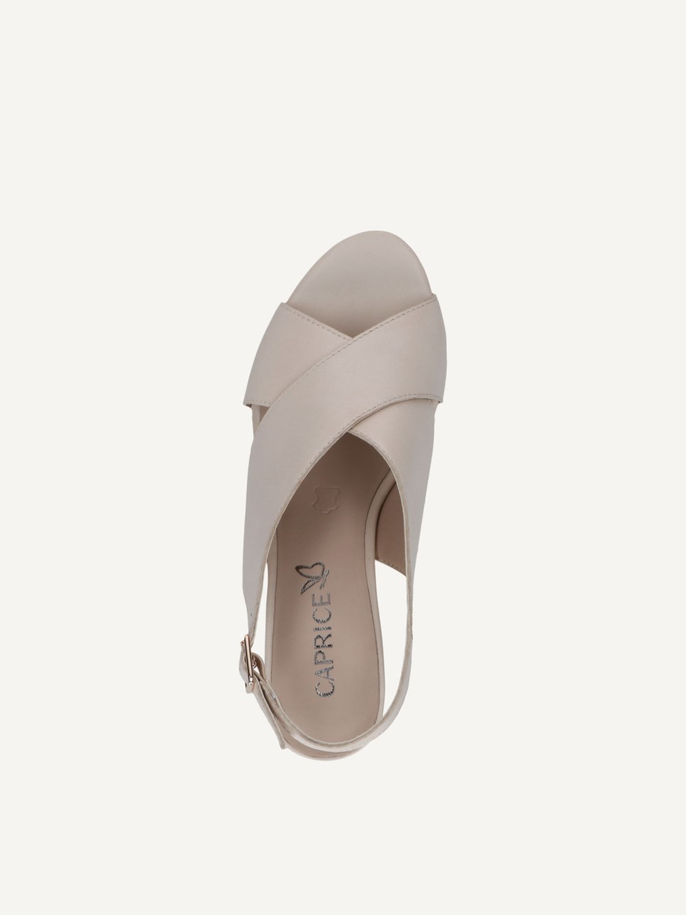 Caprice Sandalette - Cremefarbenes Perlmuttleder