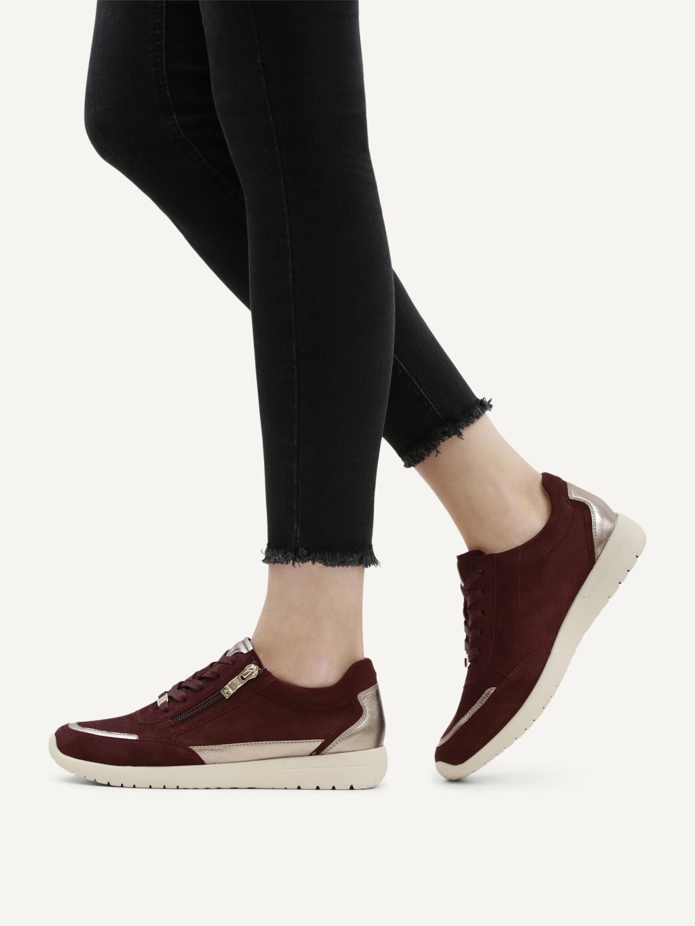 Caprice Sneaker - Bordeauxfarbener Kammleder