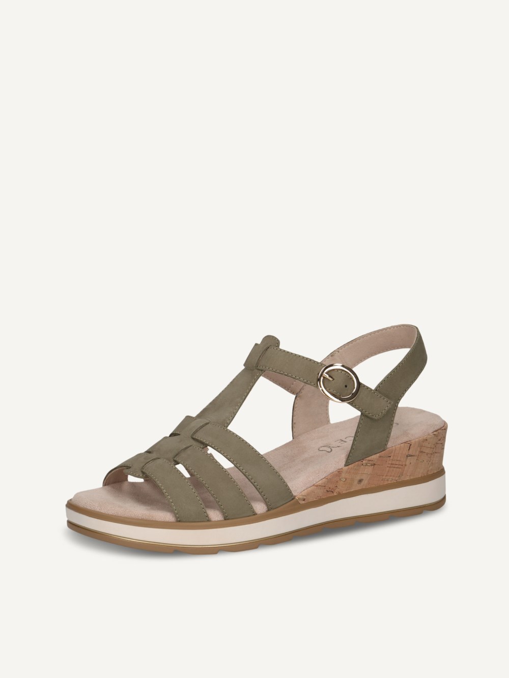 Caprice Sandalette - Olivgrünes Nubukleder