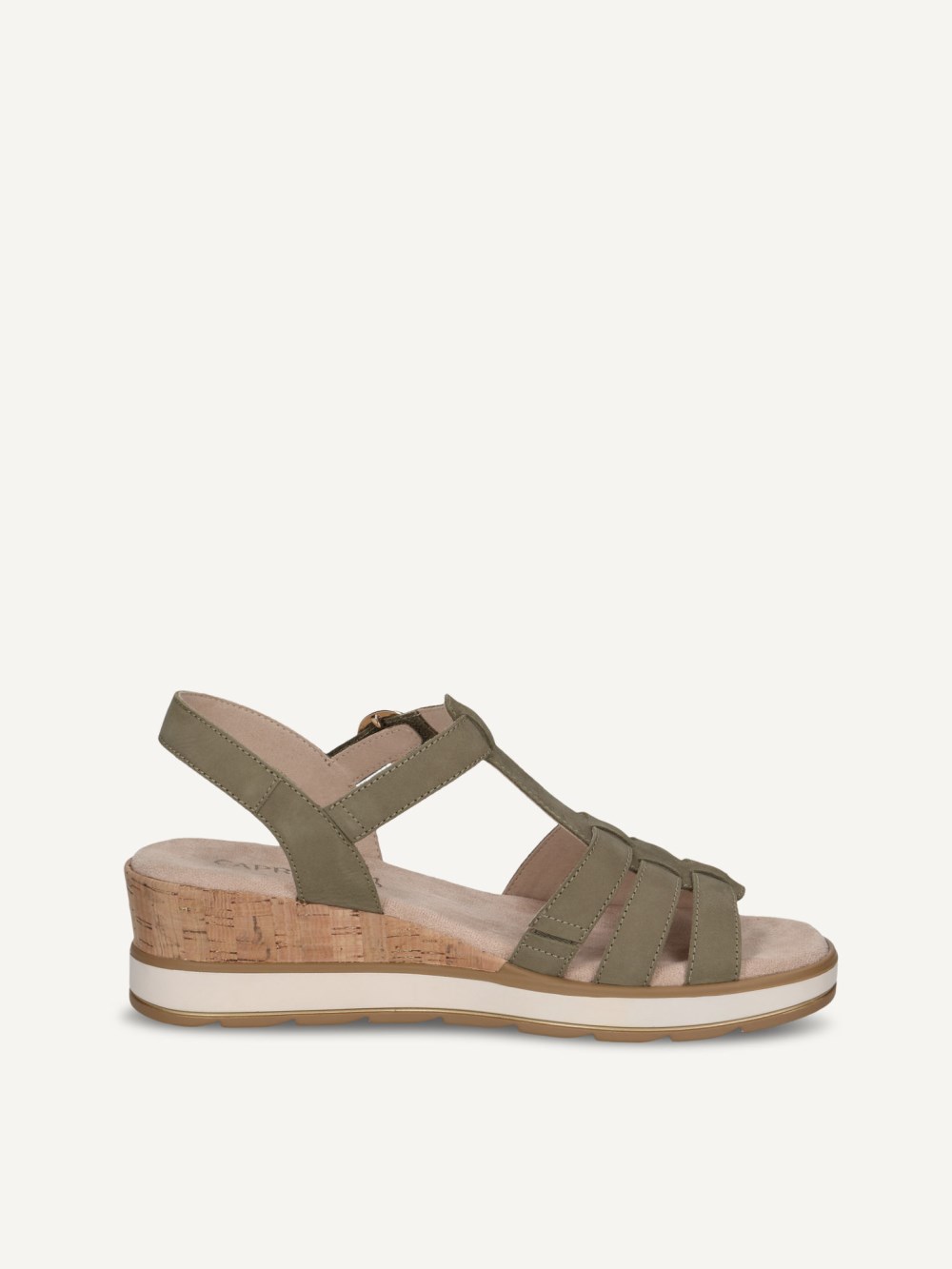 Caprice Sandalette - Olivgrünes Nubukleder