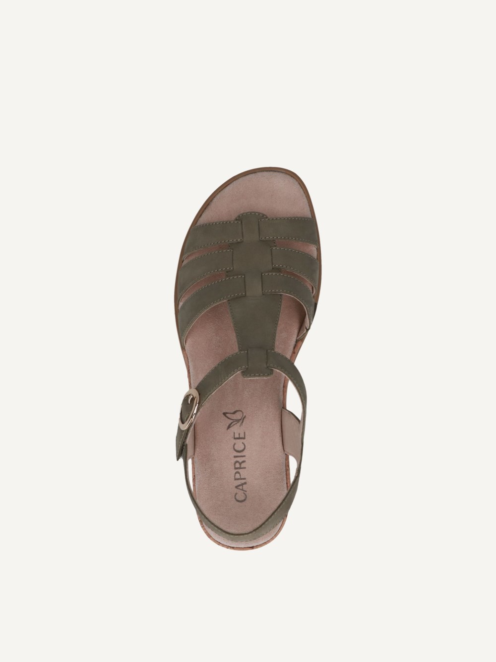 Caprice Sandalette - Olivgrünes Nubukleder