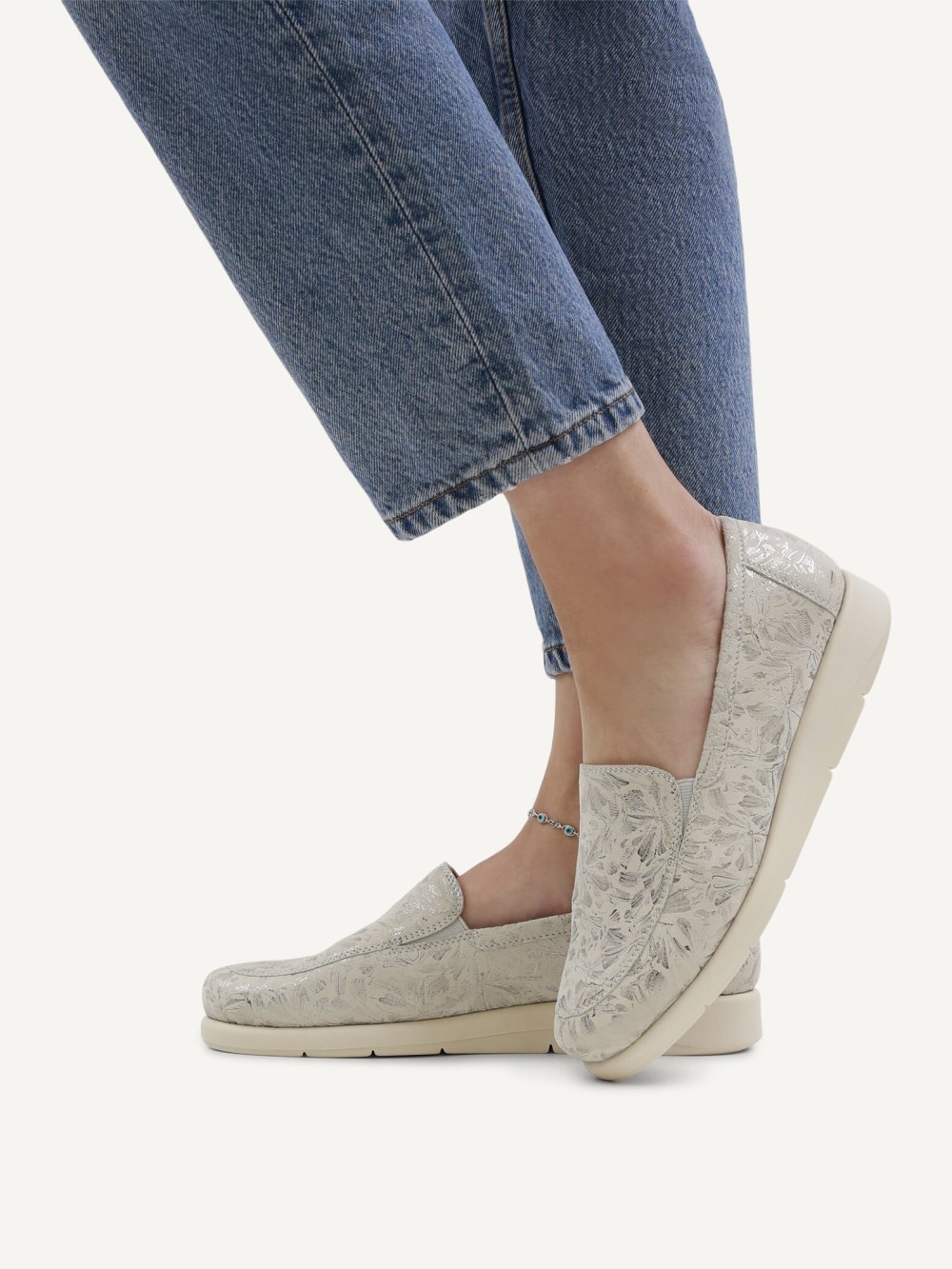Caprice Slipper - Cremeweiß/Silber