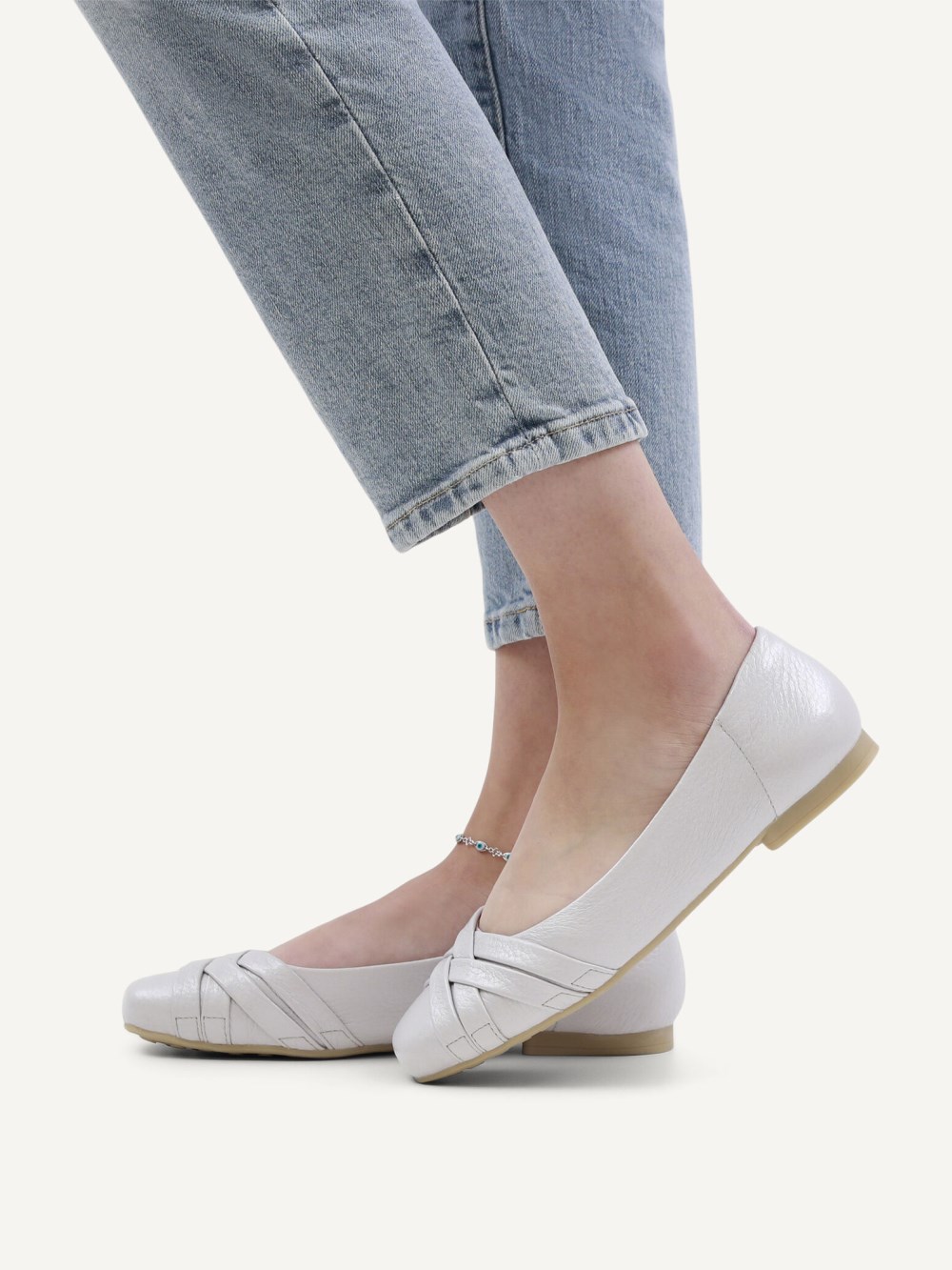 Caprice Ballerina - Hellblaues Perlmutt-Rehleder