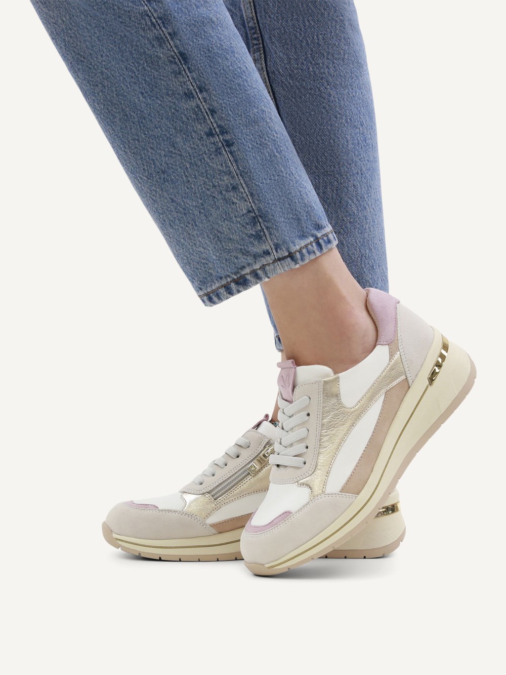 Caprice Sneaker - Weiß / Hellgold