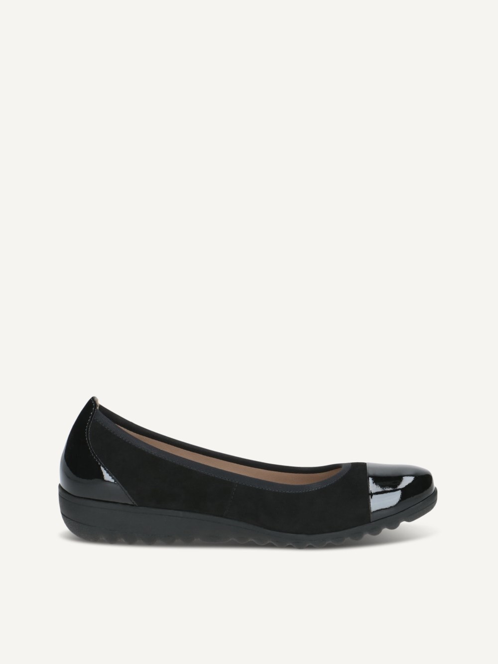 Caprice Ballerina - Schwarzer Sue-Kammleder