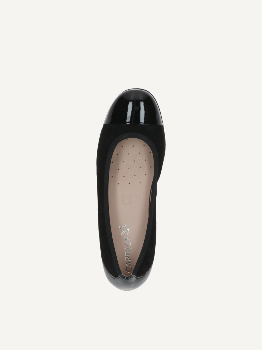 Caprice Ballerina - Schwarzer Sue-Kammleder