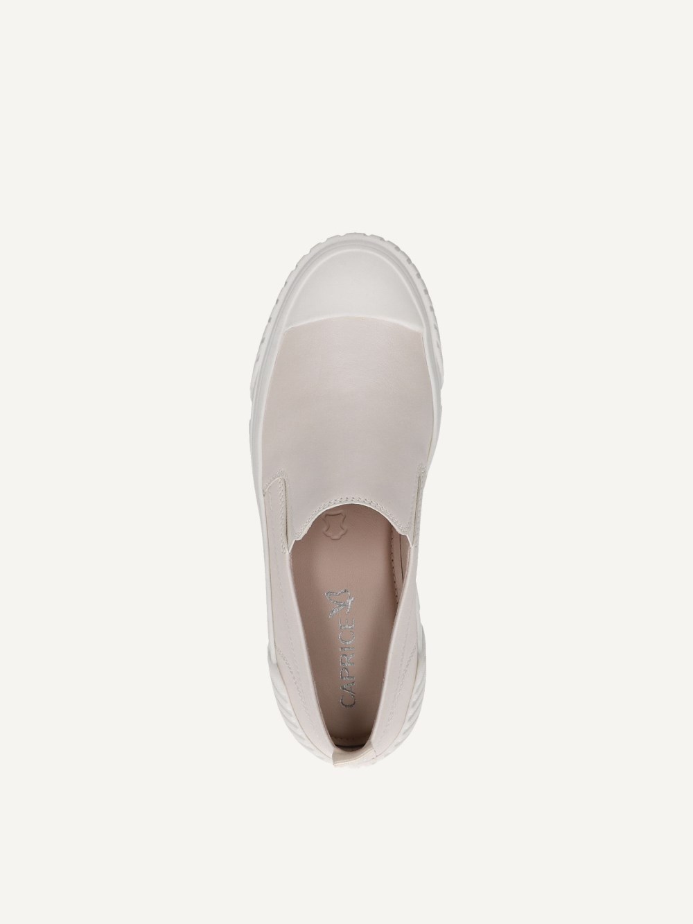 Caprice Slipper - Cremefarbenes Perlmuttleder
