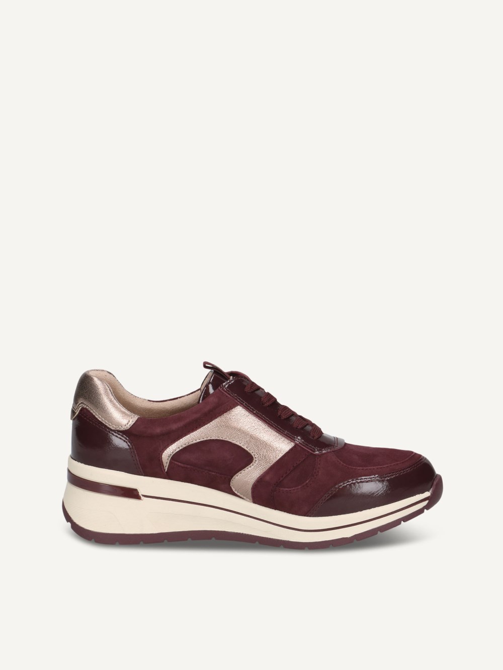 Caprice Sneaker - Bordeauxfarbenes Kammleder