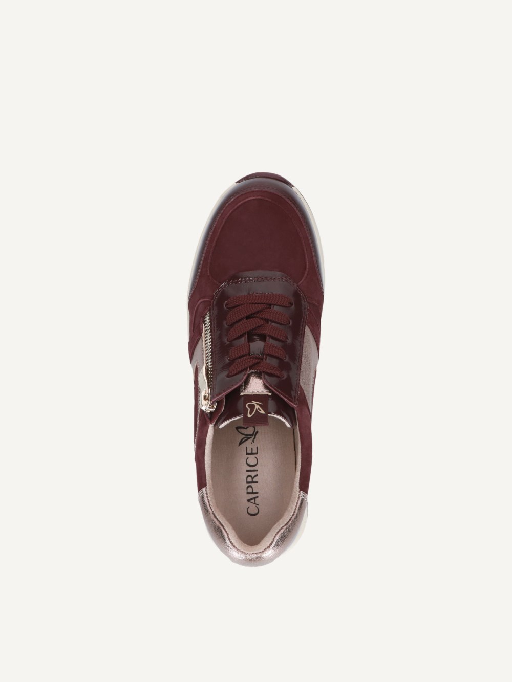 Caprice Sneaker - Bordeauxfarbenes Kammleder