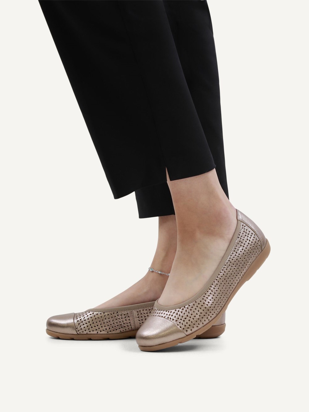 Caprice Ballerina - Taupe Metallic