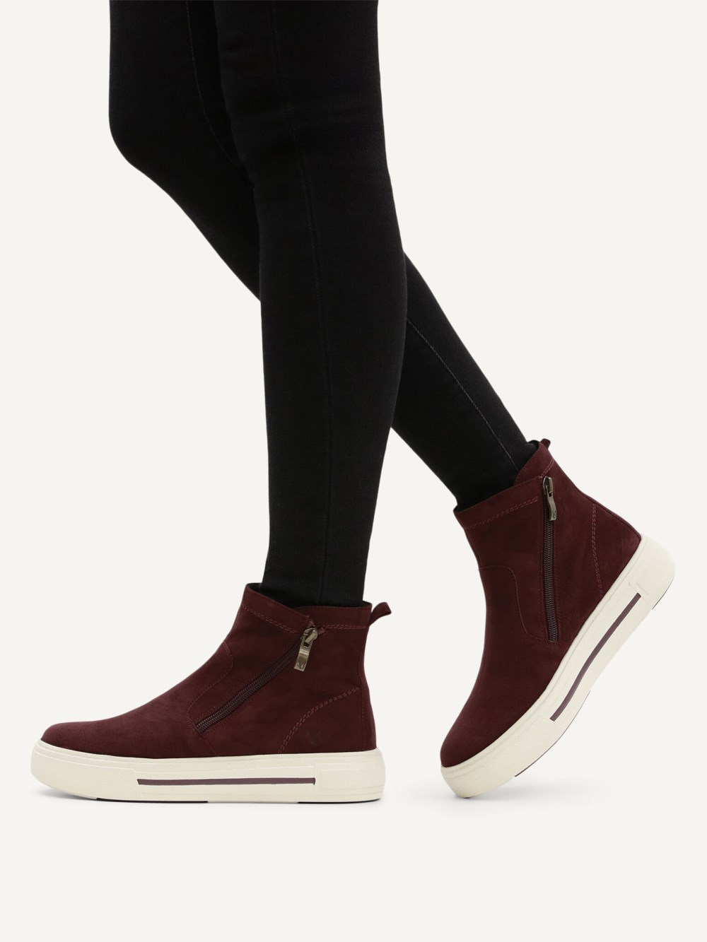 Caprice Stiefelette - Bordeaux-Wildleder